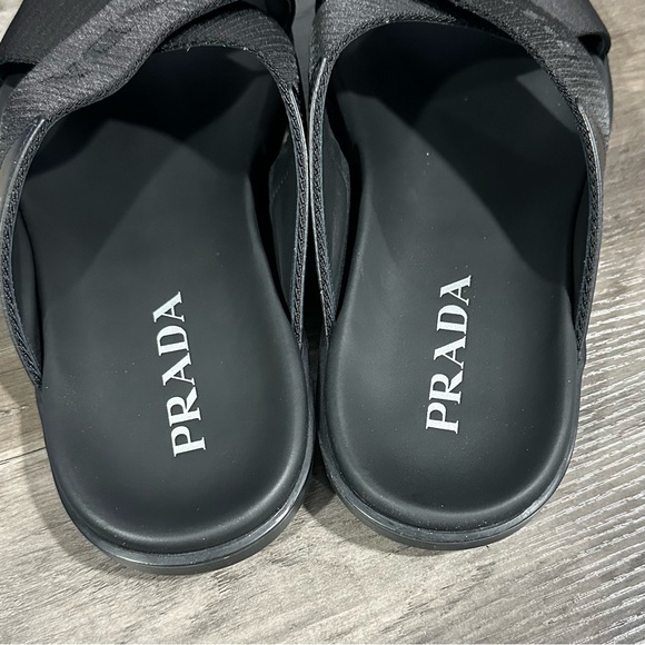 Prada Men's Nastro Web Logo Slides Sandals - Picture 11 of 16